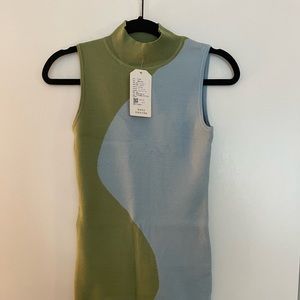green and blue dress